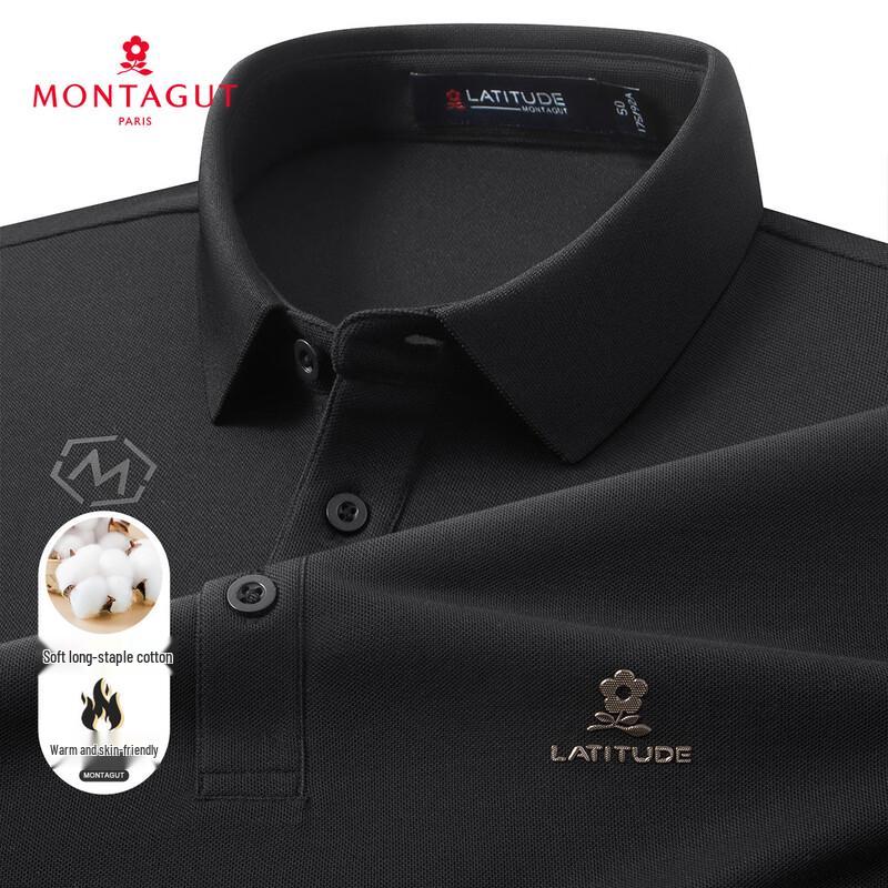 MONTAGUT Men's Casual Long-Sleeve Polo Shirt