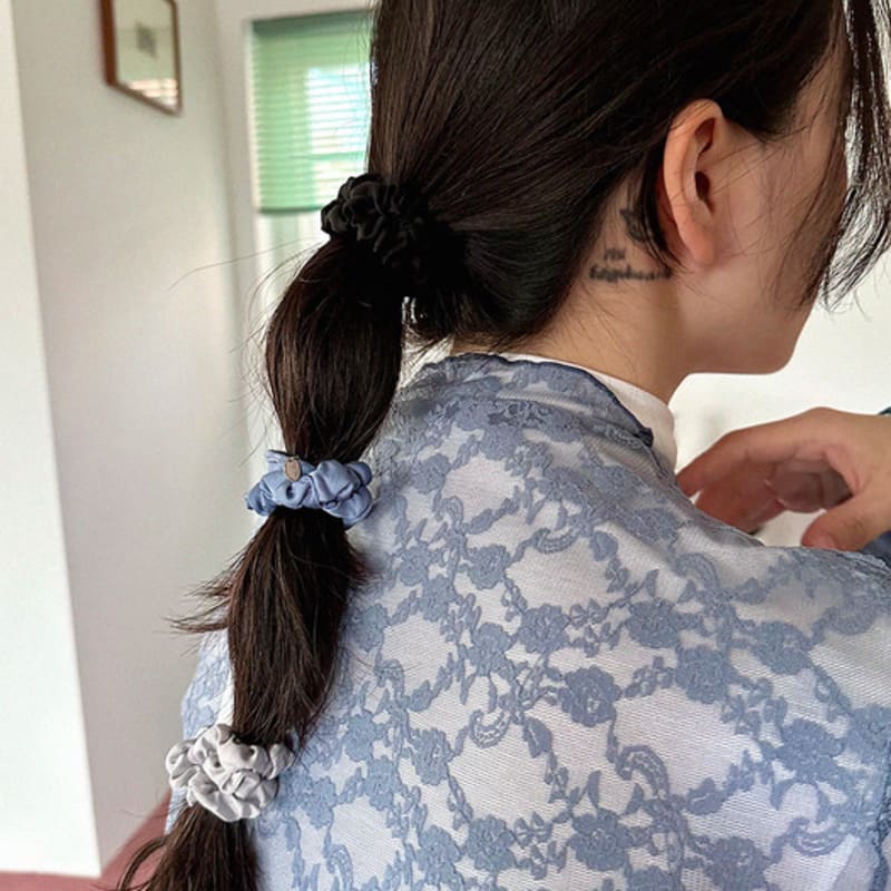 

geegee [1+1] мини-сатиновые резинки для волос - 4 цвета SKY BLUE