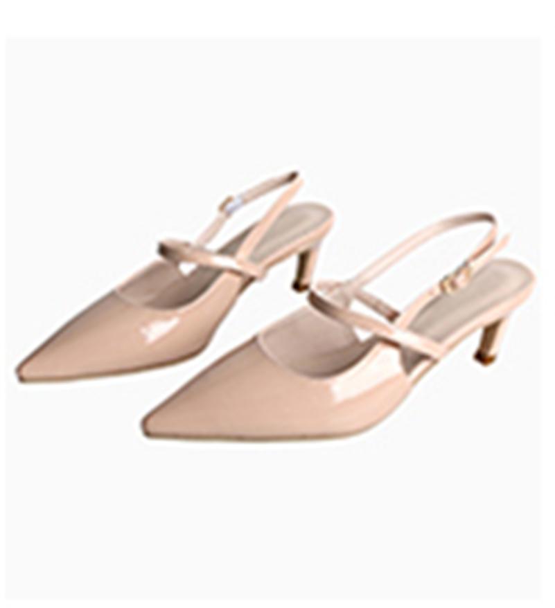 

FOREADA Женские туфли-слингбэки из лакированной кожи с острым носком, на маленьком каблуке-рюмочке, с пряжкой, Мэри Джейн, женская модная обувь, весна-осень, 43 39 миндальный