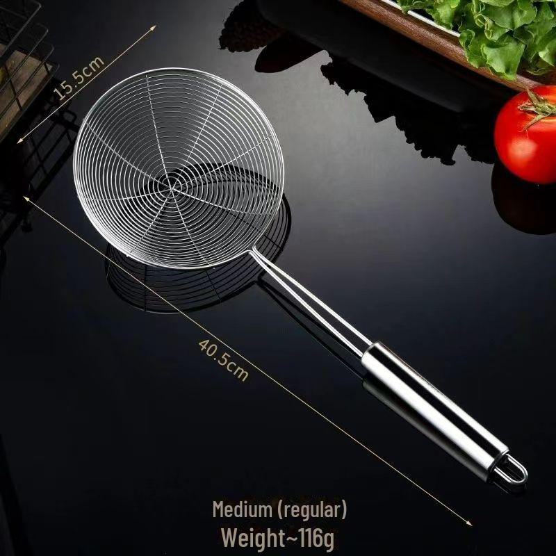 Stainless Steel Colander for Scooping Dumplings and Noodles - Deep-Fried Double Hook Kitchen Strainer