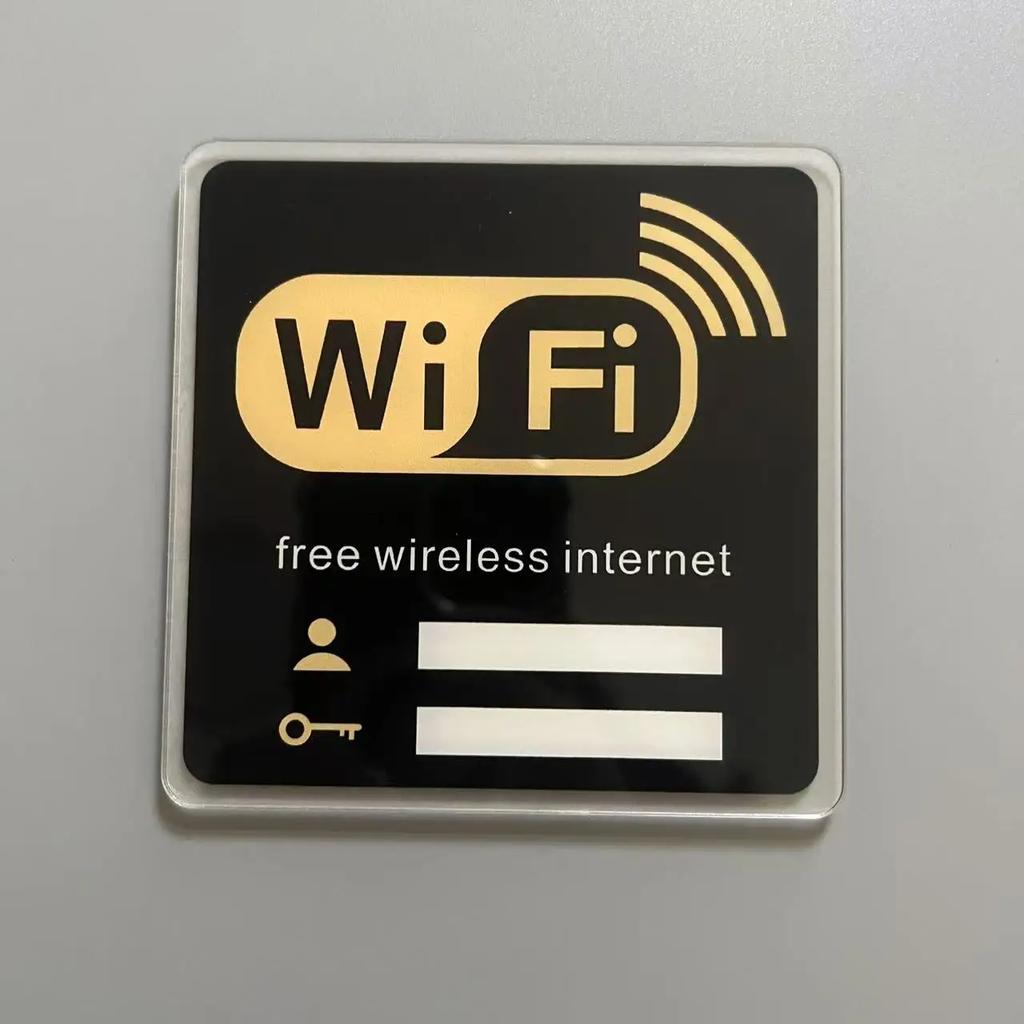 WIFI Sign Mirror Wall Stickers 3D Acrylic Rewritable Handwriting Account and Password For Public Shope Signage Decorate