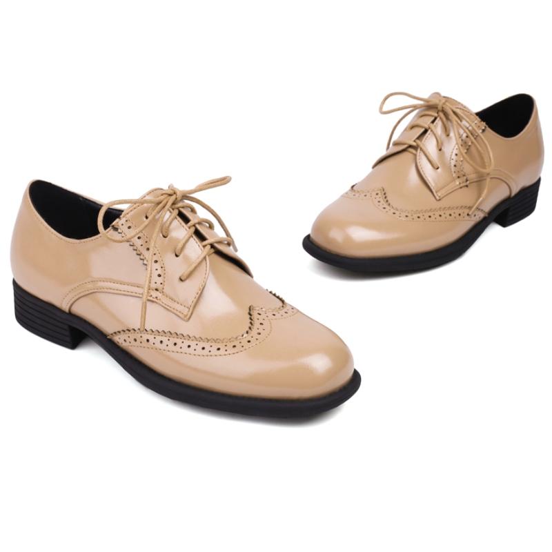 Elegantní dámské mokasíny na nízkém podpatku Nová móda 2025 Šněrovací Černé Hnědé Béžové Boty Oxford na podpatku Společenské Dámské Velká velikost 45