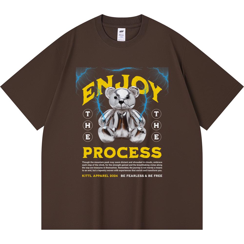 

230GSM 100% Cotton T-Shirt Enjoy the Process Print Tees Funny Harajuku Style Combed Cotton Tshirt XS абрикосовый