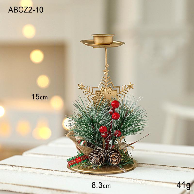 Golden Double Iron Candlestick Christmas Ornament
