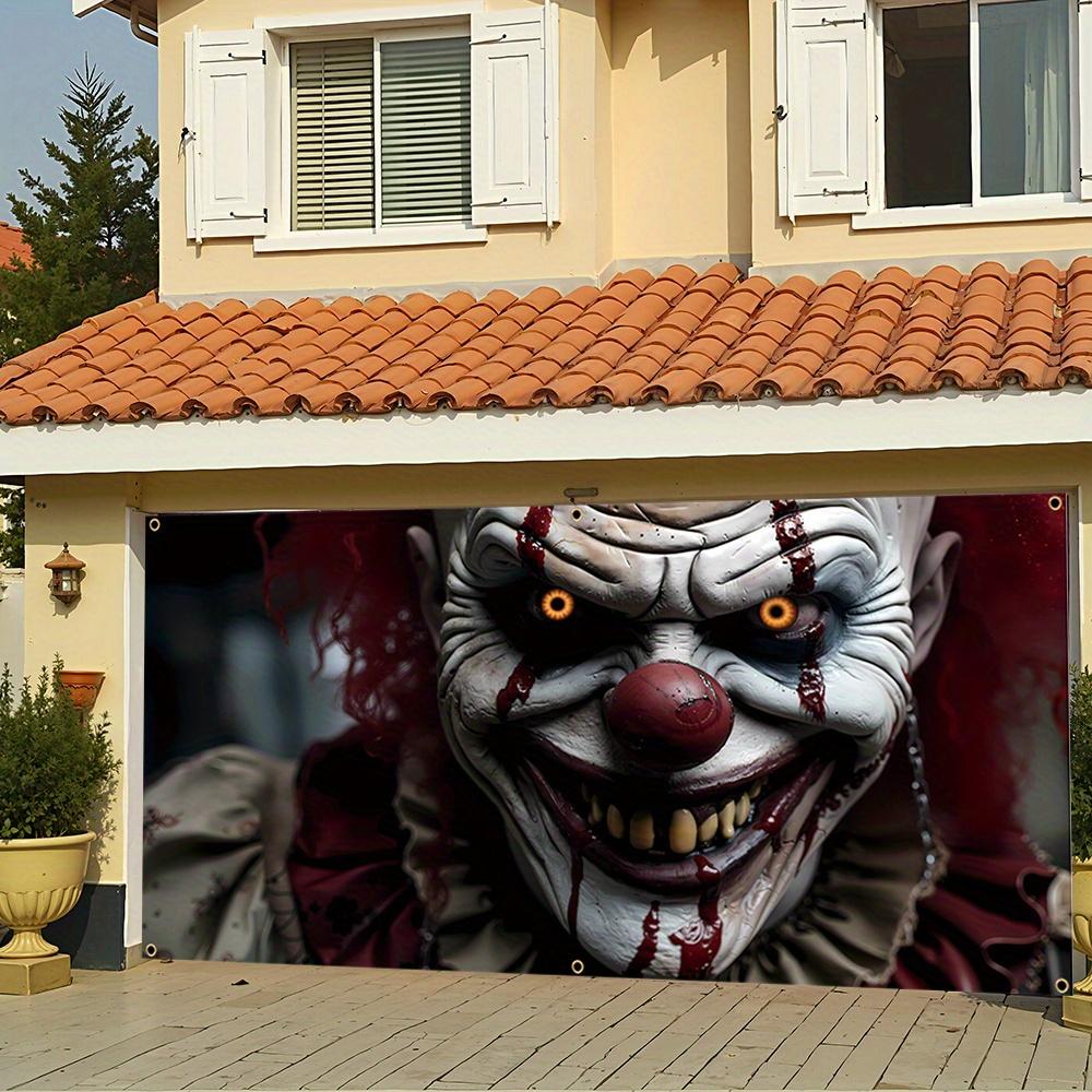 2D banner Halloween evil clown garage flag glowing eyes eerie polyester material
