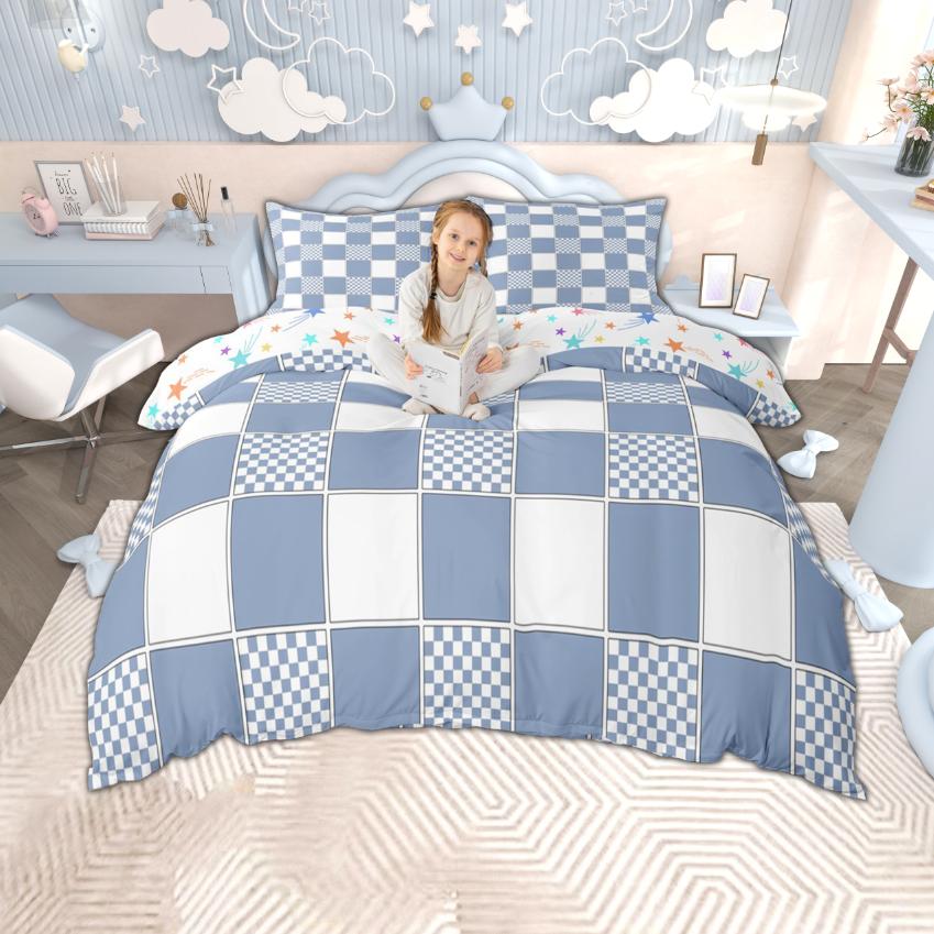 Homewish Geometric Checkered Duvet Cover Set, Reversible Quilt Cover Set, Grid Buffalo Plaid Bedding Set