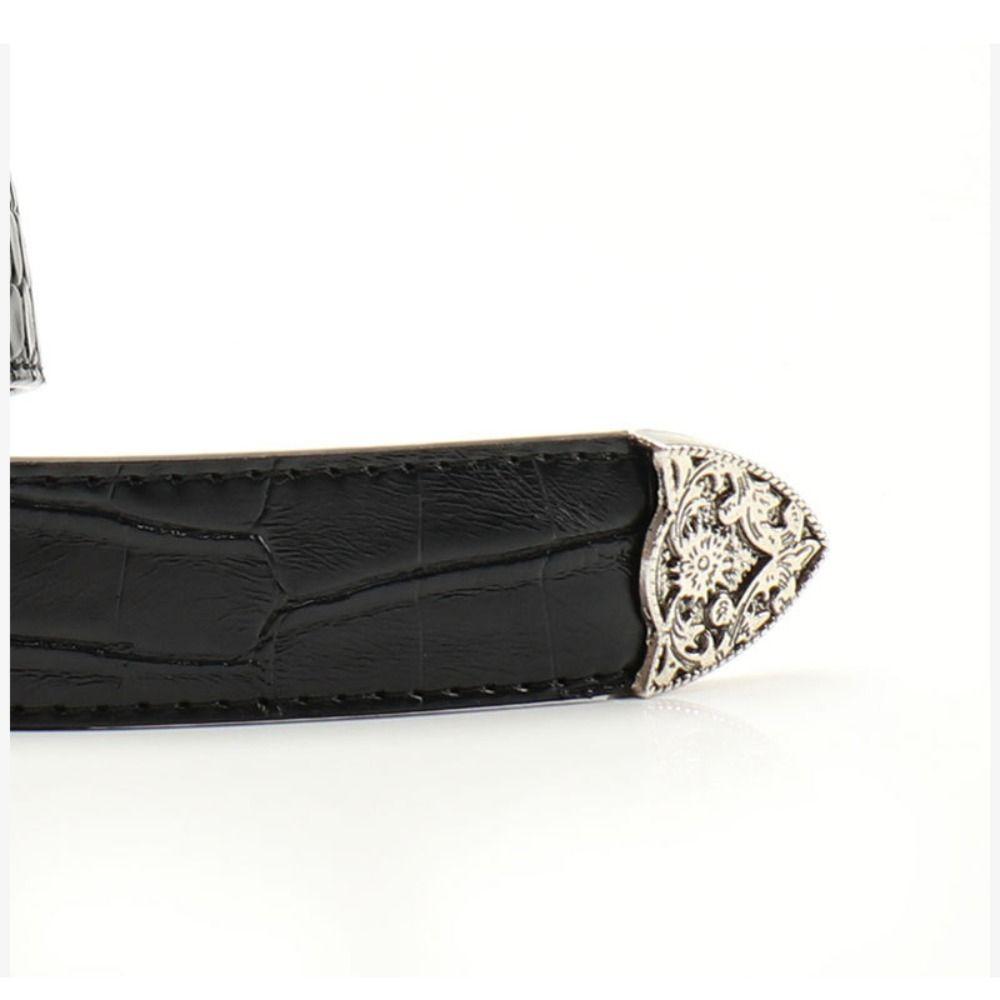 Girdle Retro Women's Belt Pin Buckle Embossed Belt Casual Carved Buckle Belt