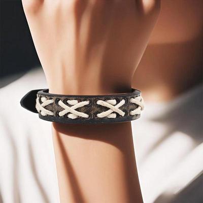 New European-American Retro Style Hand-Woven PU Bracelet with Iron Buckle