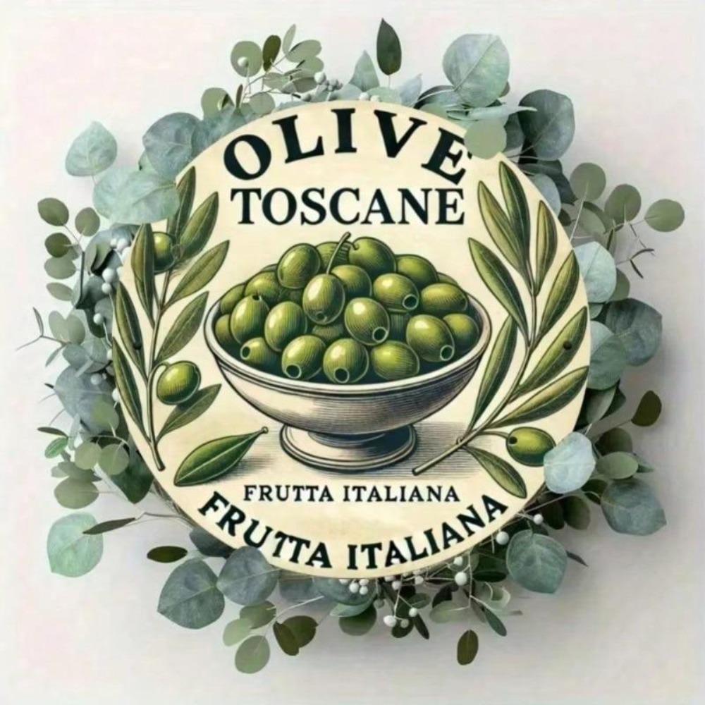 Vintage Olive Tuscany Fruit Tin Sign Wall Decor Home Kitchen Art Gift