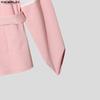 INCERUN Men Long Sleeve Patchwork See Through Mesh Bandage Waist Party Tops Shirts
