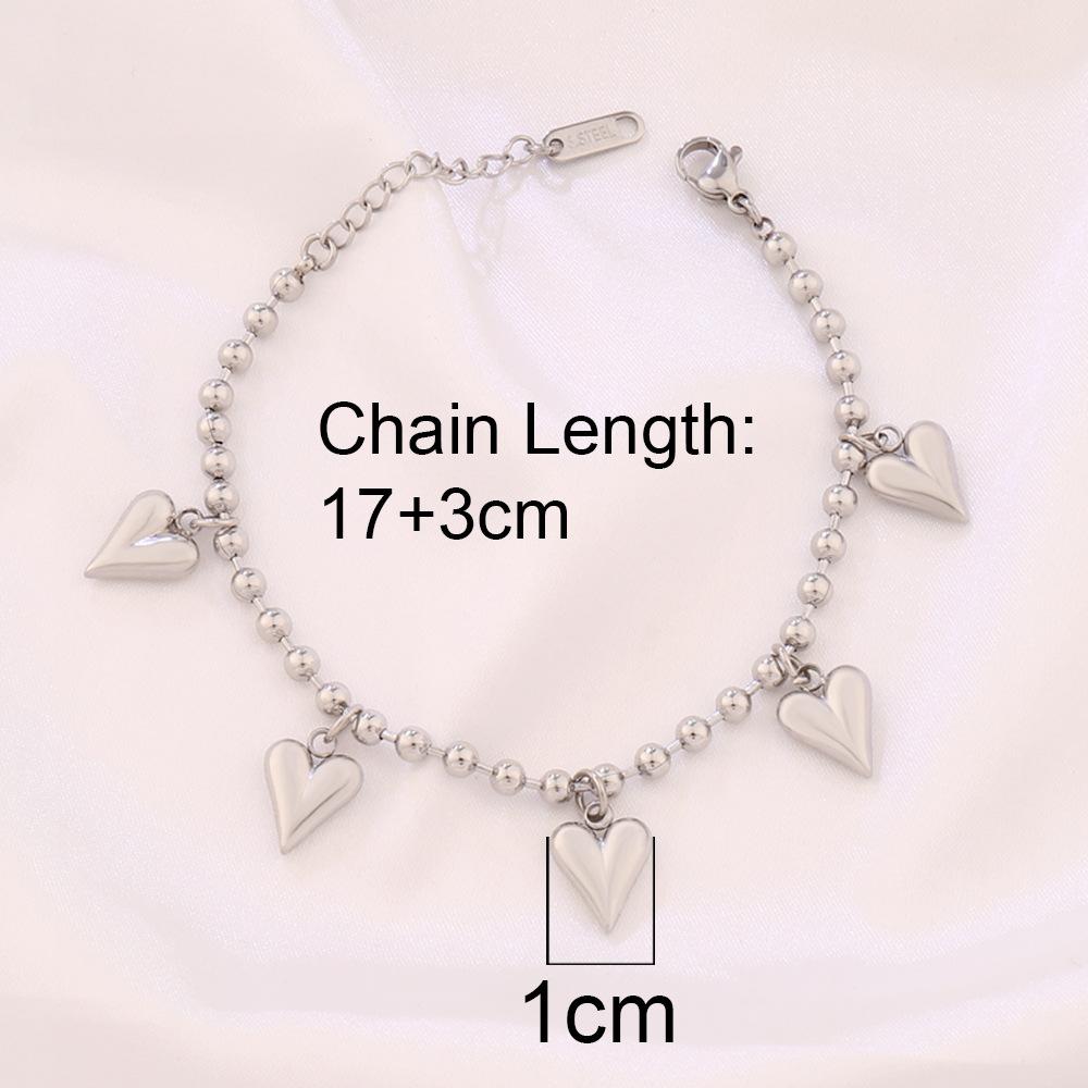 Trendy Pvd Gold Plated Jewelry 18k Luxury Heart Shaped Charm Bangle Anti Tarnish Waterproof Stainless Steel Chain Bracelet