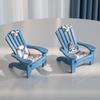 Mediterranean Blue Mini Wood Beach Chair Figurines for Garden Dollhouse Desktop Beach Decor  Desk Decoration Room Decor