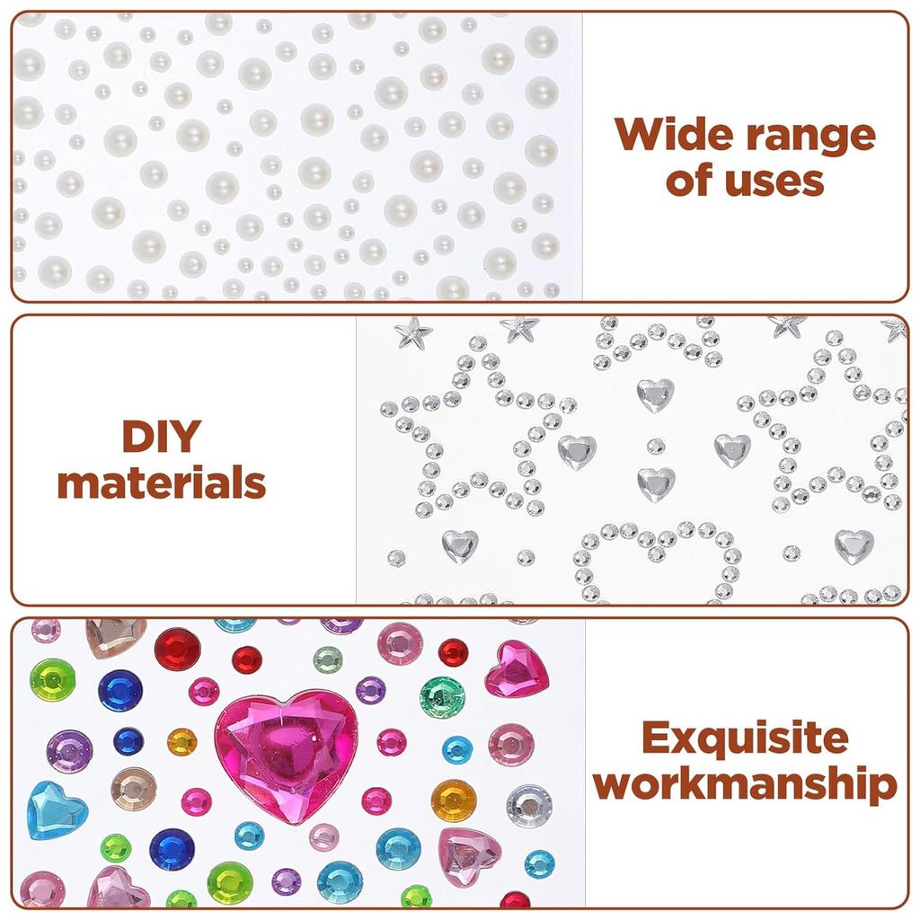 5 PCS Self Adhesive Face Gems Rhinestones Pearl Stickers Face Gems Heart Star Moon Shape Jewels Rhinestone Stickers Hair Accessories for Faces Eye