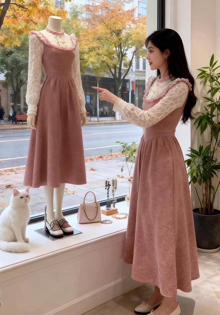 Long Dress with Frills and Long Lolita Cosplay Costume for Ladylike Butterfly Cute [Housaku Co., Ltd.] One-Piece Sleeves, Women, Design, Party,