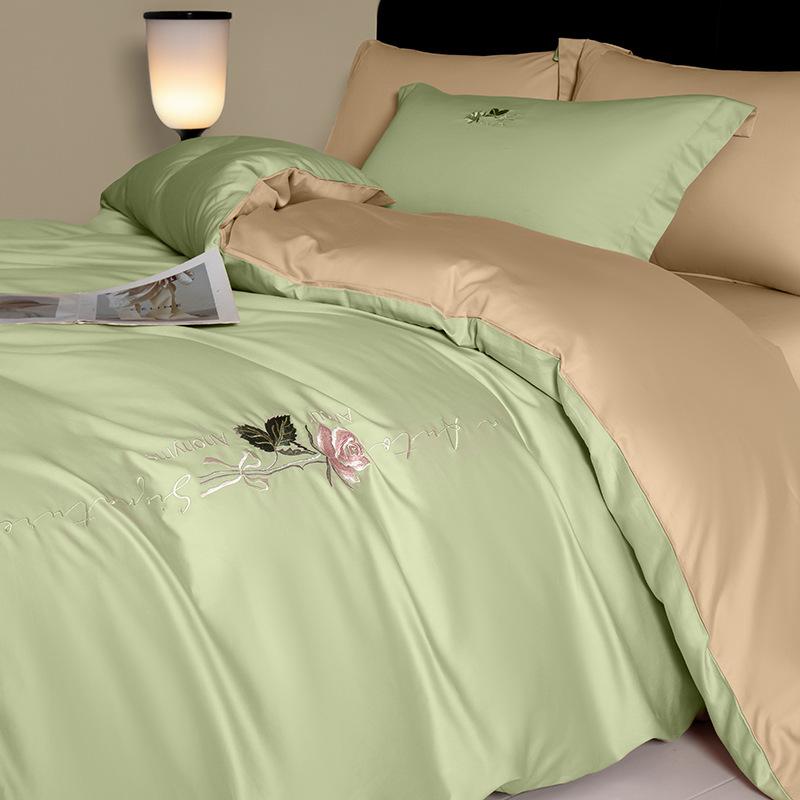 Light Luxury Long-Staple Cotton Bedding Sets Pure Cotton Embroidery Super Soft Bedclothes High Quality Comforter Set for Adults