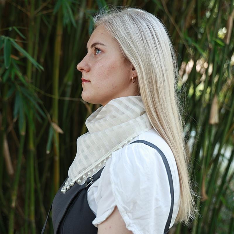Eleganter Halstuch-Quasten-Schal mit Kunstperlendekor für Damen und Mädchen Weiches Dreieckstuch für Barkeeper