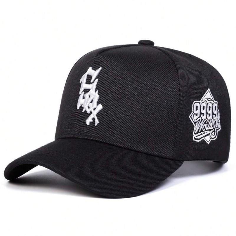 Vintage Embroidered Linen Baseball Cap Men Women Flat Top Wide Brim Unisex Hat