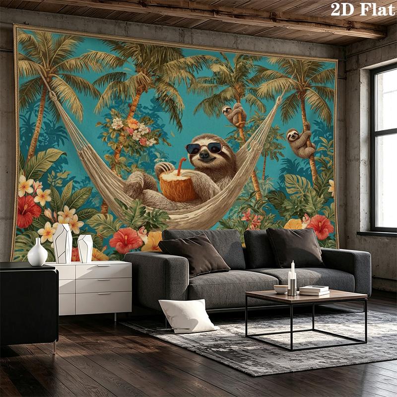 Sloths Wall Tapestry Aesthetic Wall Hanging Printed Fabric Blanket Decorative Tapestries for Bedroom Living Room Home Decor