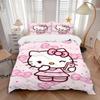 3pcs Sweet Hello Kitty Printed Bedding Set, Soft and Comfortable Quilt Cover for Bedroom, Guest Room (1 Duvet Cover + 2 Pillowcases, Pillow
