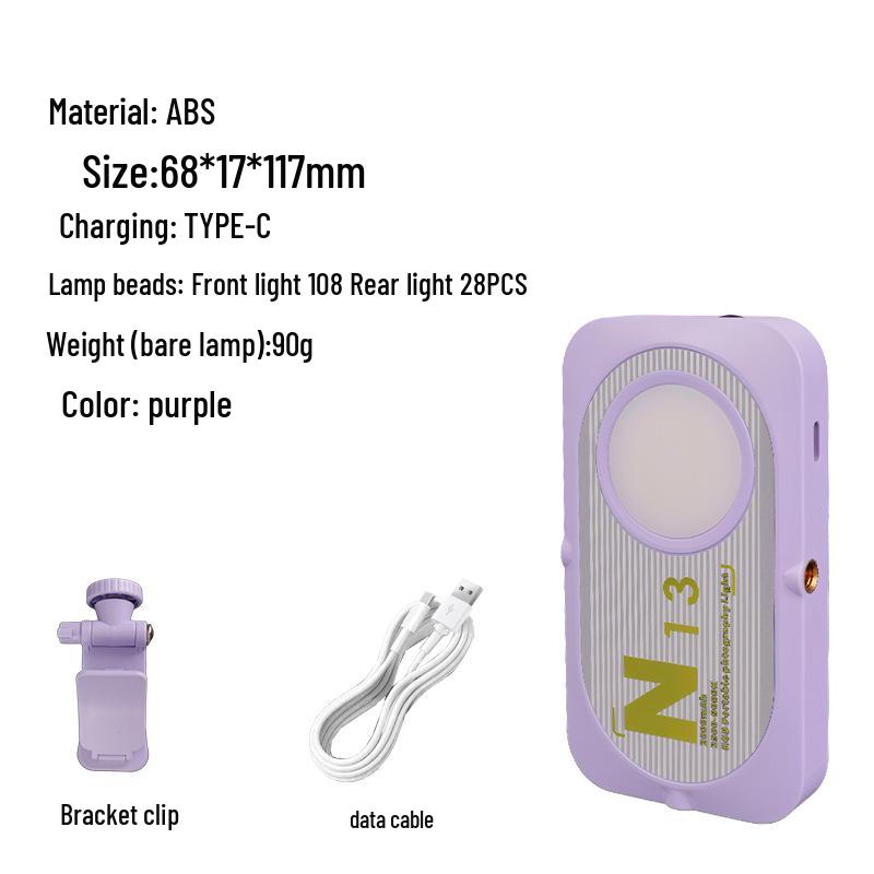 N13 Doppelseitiges Mini-Handheld-Selfie-Licht mit dreifarbigen Fülloptionen