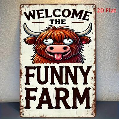Vintage Metal Wall Sign Rusty Cow Decor Funny Farm Welcome Plaque For Bar