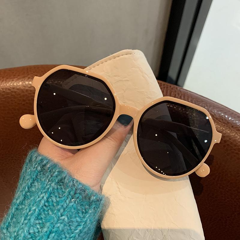 New Round Sunglasses Woman Fashion Irregular Big Frame Vintage Sun Glasses Female Shades Retro Mirror Milk White Brown Glasses