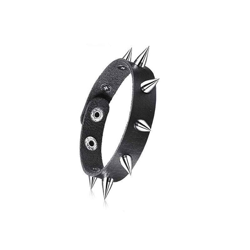 Fashion Fashion Punk Street Shooting Nightclub Square Rivet Spike Bracelet Ins Couple Leather Bracelet Bracelet