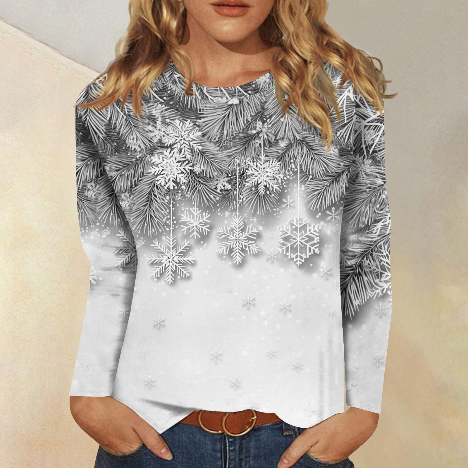 

Женская мода, повседневная блузка с длинным рукавом и круглым вырезом, пуловер с принтом XXL белый