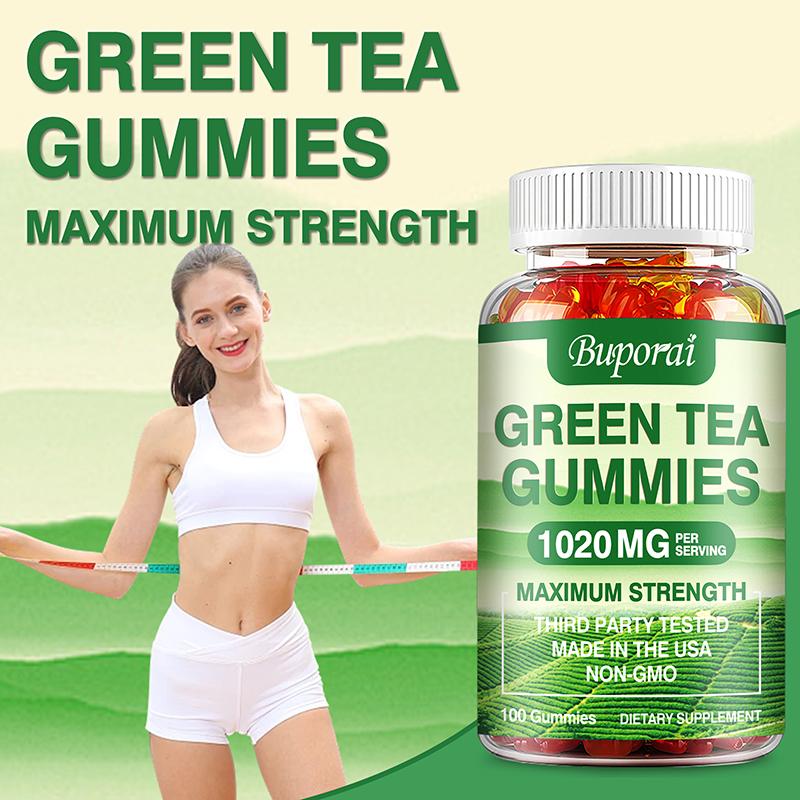 Green Tea Fat-burning Gummies, Containing Green Coffee Bean Extract and Raspberry Ketone, Promote Metabolism and Enhance Athletic Performance.