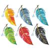 R-MSQ015-037 New Arrival 6pcs Feather Diamond Painting Bookmarks Resinstone Bookmark Pendant