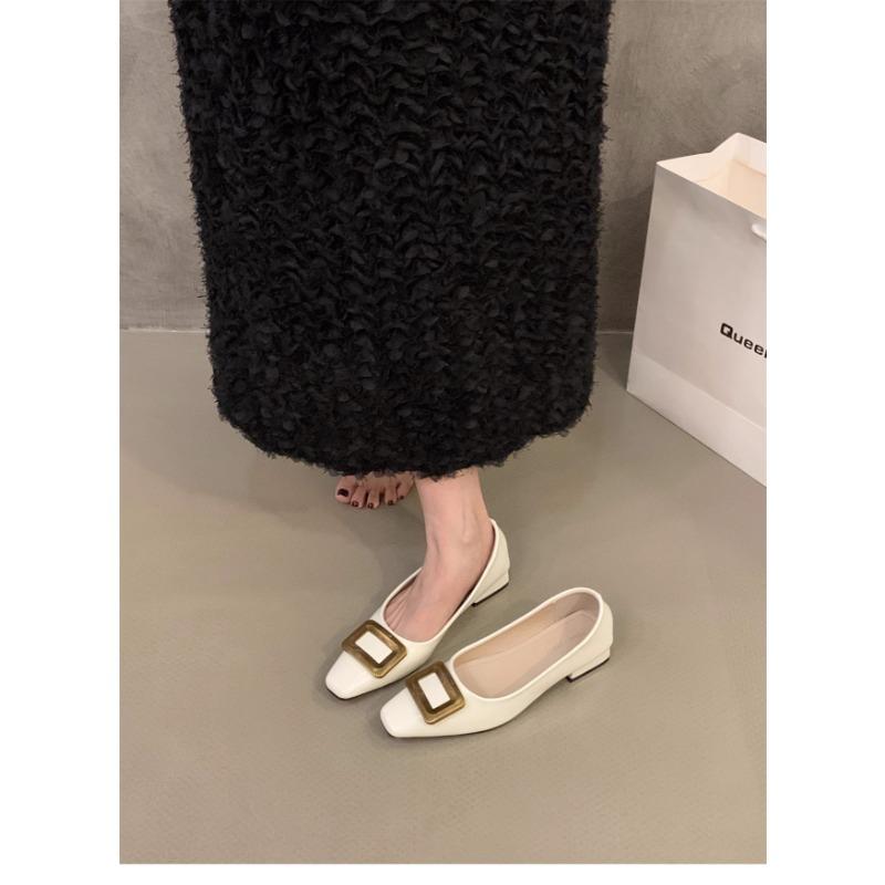 Thick Heel Square Head Single Shoes Women's Shoes New Spring and Autumn One-pedal Retro Versatile Black Commuter Shoes