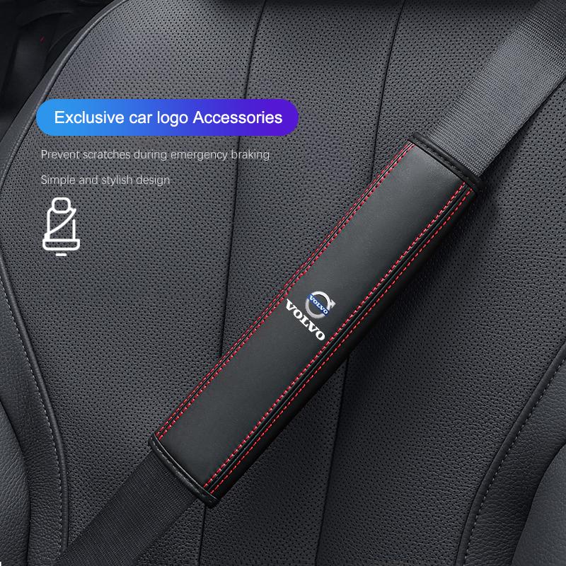 2Pcs Calfskin Car Seat Belt Shoulder Pad Covers For Volvo Xc60 Xc90 V40 V60 S60 V50 V90 S80 C40 XC40 V70 XC70 C30 EX90 Rdesign