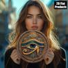 Occhio di Horus Arte da Parete Egiziano in Metallo Blu Azzurro Oro Placca Protettiva