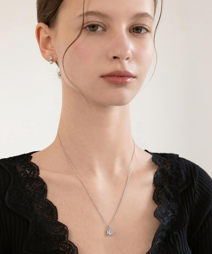 Tatiana Halo Cushion Cubic Necklace Nz2552