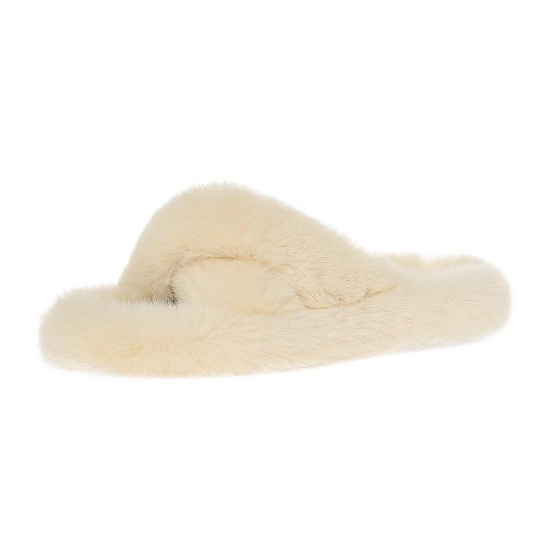 Premium hair slippers women's wear autumn and winter Korean version versatile 2025 new cross cotton mop office home