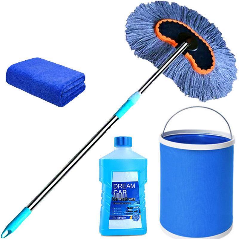 Telescopic Car Wash Mop with Long Handle and Soft Bristle Brush