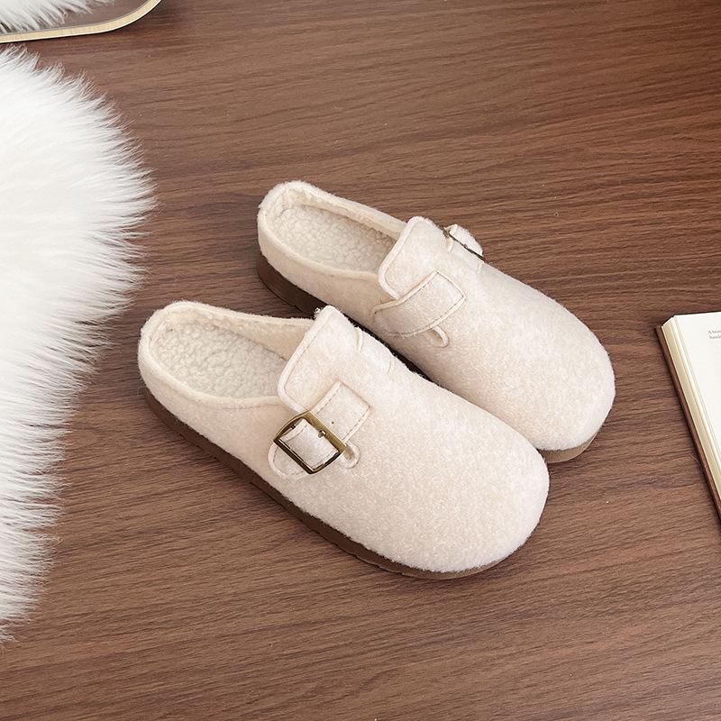 Foreign trade explosion Winter women's thick-soled fluffy slippers women's outer wear bag head cotton slippers fashionable and comfortable retro Bir