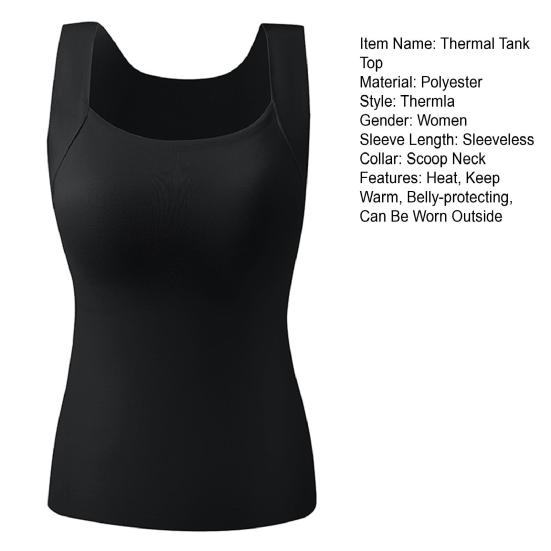Thermal Tank Top for Womem Sleeveless Camisole Shirt with Bulit-in Bra Warm Undershirt Base Layer for Cold Weather