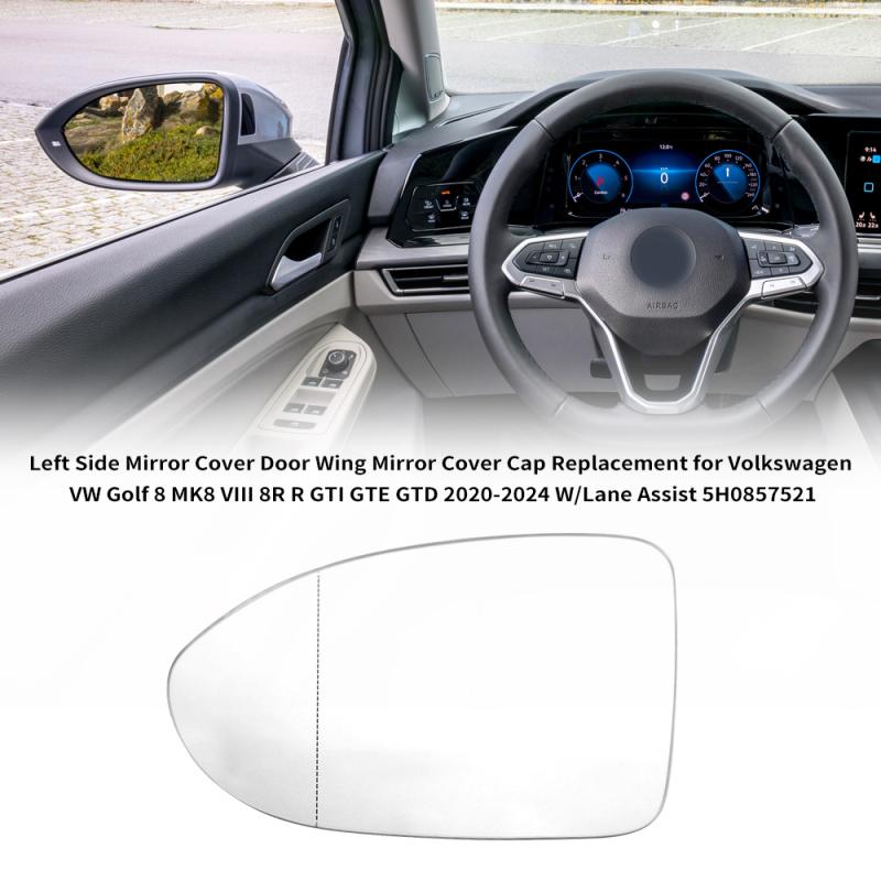 Rechte Seite Spiegel Abdeckung Tür Flügel Spiegel Abdeckung Kappe für Volkswagen VW Golf 8 MK8 VIII 8R R GTI GTE GTD 2020-2025 W/Lane Assist