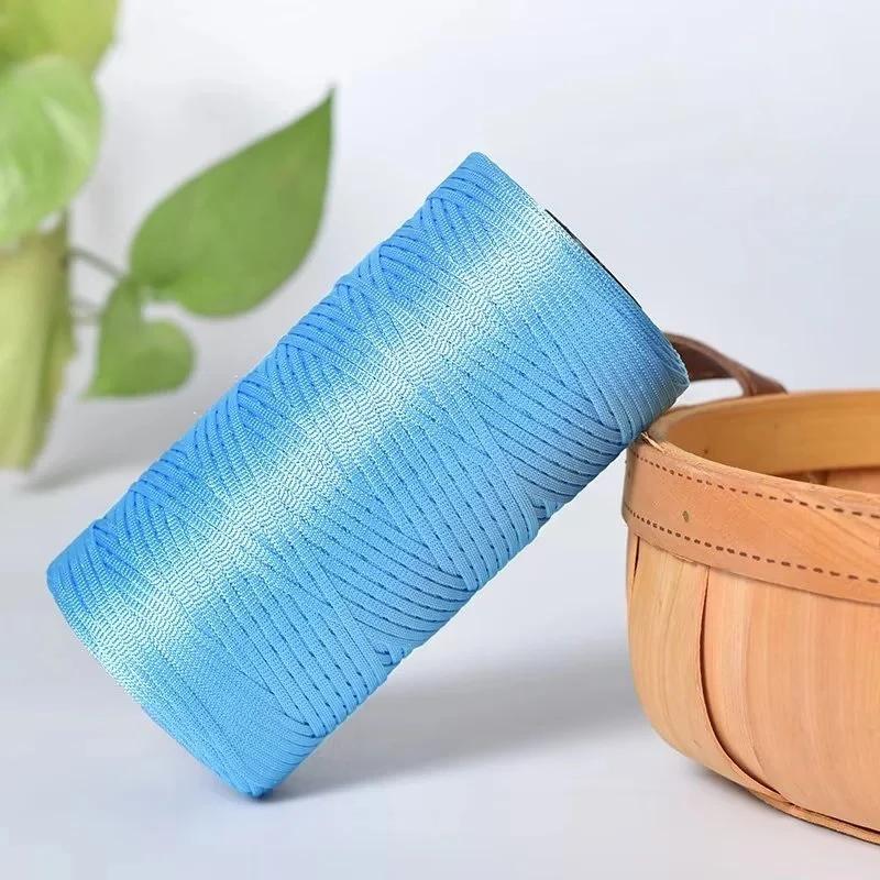 250g/Roll 2.5mm Ice Silk Thread Summer Crochet Yarn for DIY Knitting Bag Shoes Flat Hollow Yarn Hand-knitted Thread Supplies
