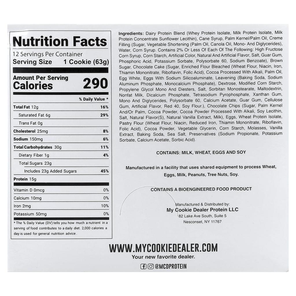My Cookie Dealer Protein, Protein Cookie, Childhood's Favorite Cupcake, 12-Count, 63g (2.2oz) Each