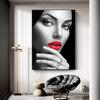 Peinture sur toile avec femme aux lèvres rouges, affiches et impressions, art mural, image pour la décoration de la maison du salon