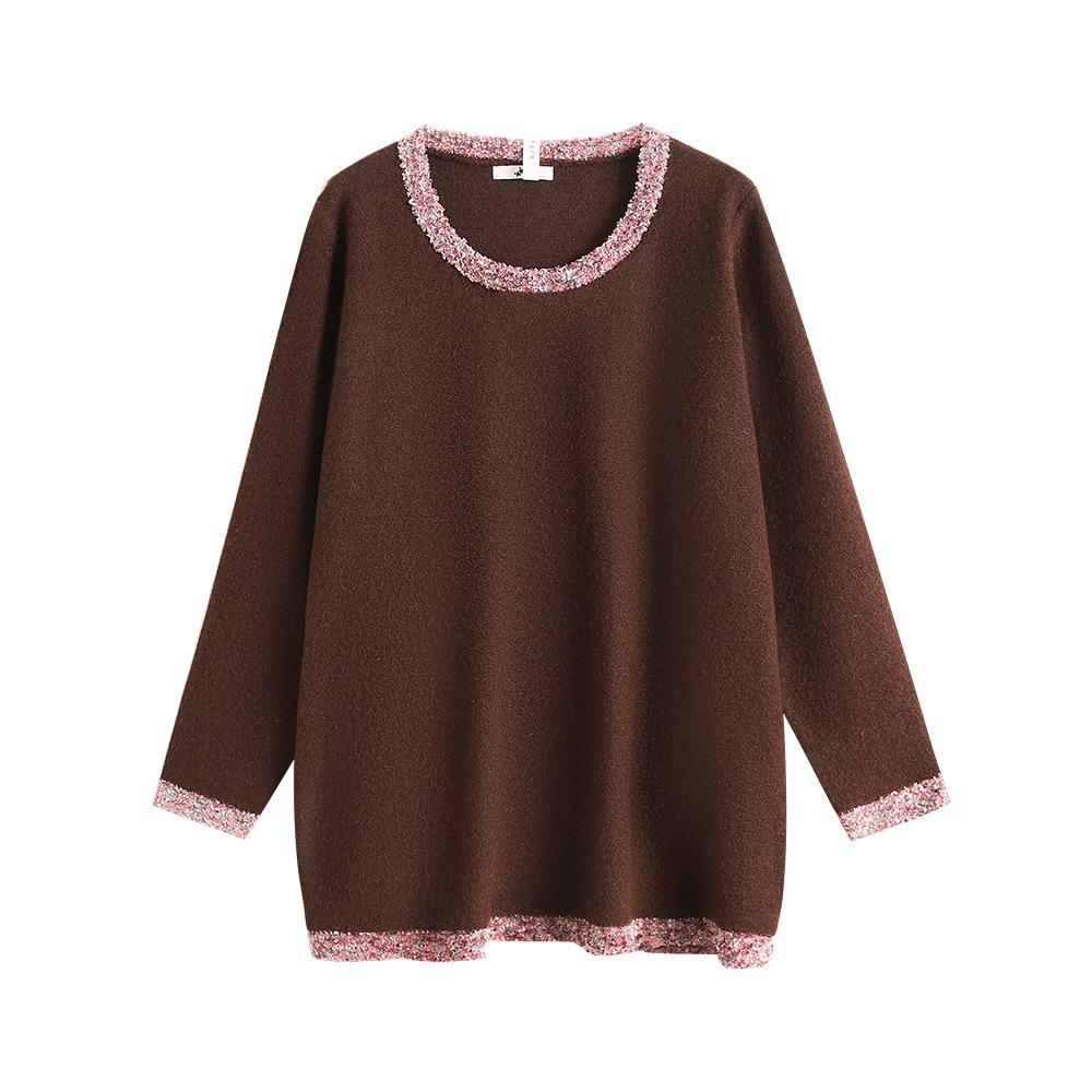

Plus Size Women s Sweet Long Sleeve Knitwear - Autumn/Winter Plush Inner Top (130-320 Jin) 6XL (260-320 jin)
