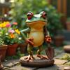 Frog Themed Decoration Outdoor Frog Ornament Whimsical Frog Resin Statue Sculpture for Home Office Garden Decor Cartoon Figurine