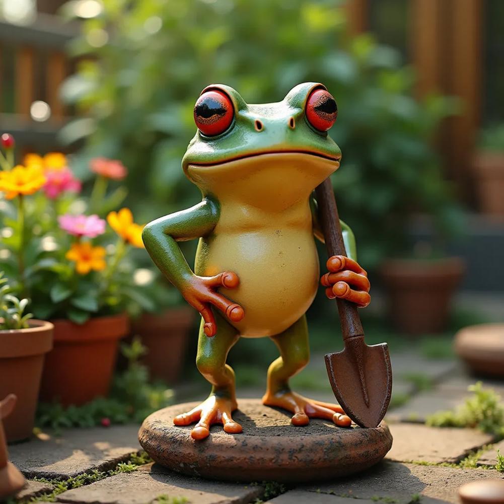 Frog Themed Decoration Outdoor Frog Ornament Whimsical Frog Resin Statue Sculpture for Home Office Garden Decor Cartoon Figurine