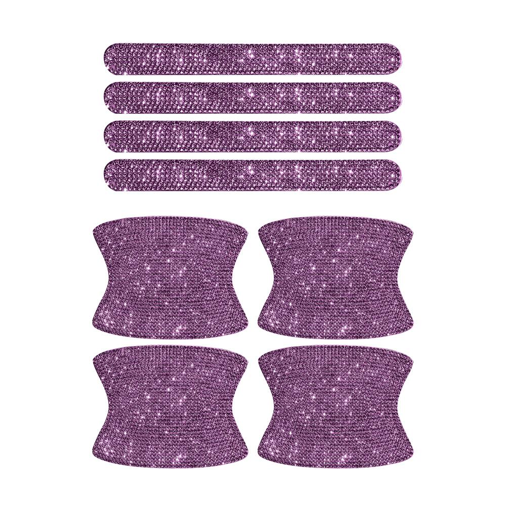 8PCS Universal Car Door Handle Sticker Decal Warning Diamond Auto Strip Driving Safety Bling Car Accessories for Girls Wholesale