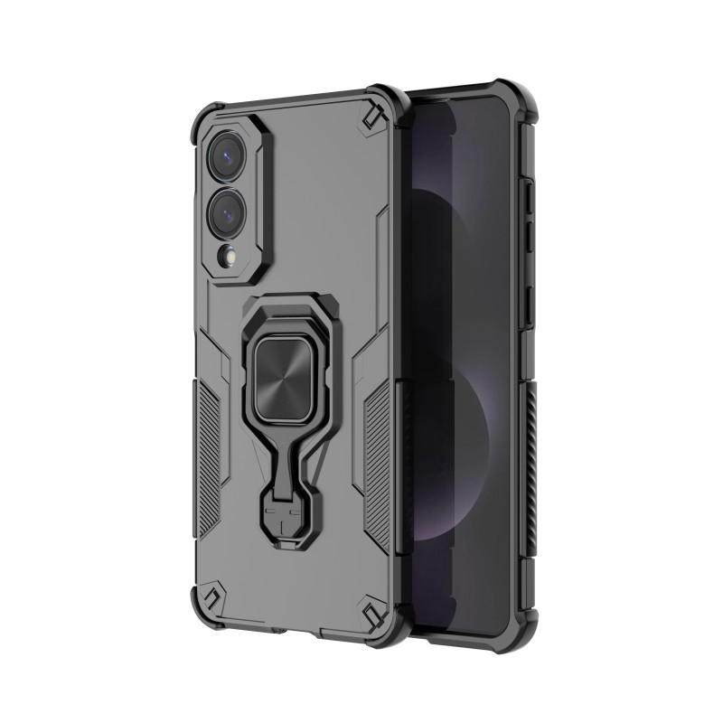 For Samsung Galaxy S25 Edge Phone Case WANLONFENG PC TPU Back Cover Kickstand with Tempered Glass