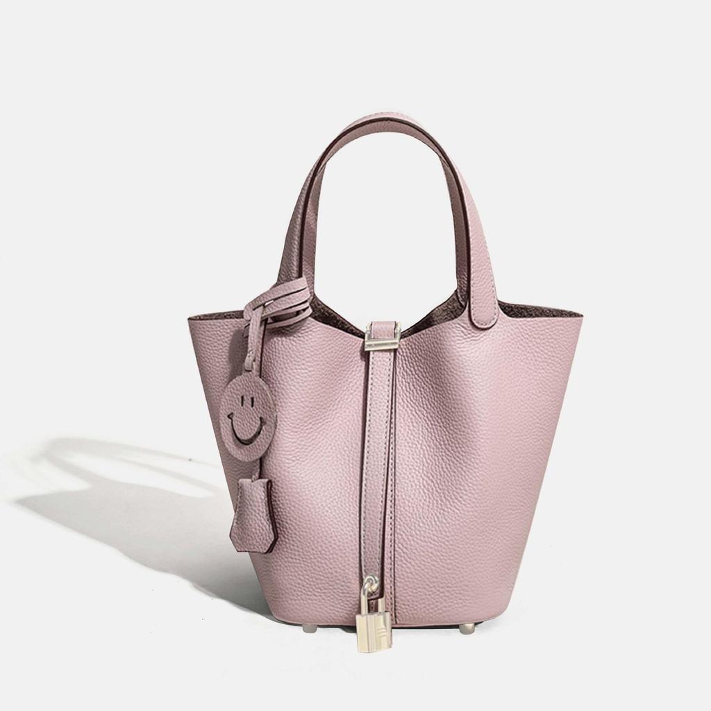 Bolso de Mano para Mujer con Grano de Lichi: Bolso Cubo Versátil, de Alta Gama y de Moda 2025
