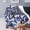 Coperta con Piastrelle Siciliane Floreali Blu Ornate Mediterranee Morbida Calda Coperta in Flanella Peluche per Letto Soggiorno Casa Divano