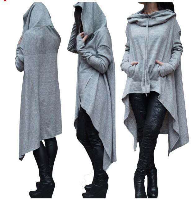 2023 Autumn/Winter European & American Solid Color Long Hooded Sweatshirt